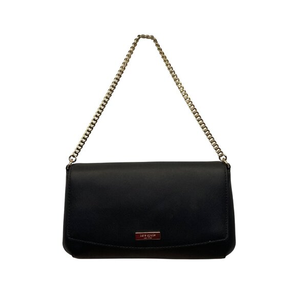 Kate Spade Women’s Black Leather Compact Chain Strap Crossbody Clutch Bag - Picture 1 of 12